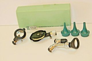 Vintage Welch Allyn Ophthalmoscope & Otoscope Auburn Parts And Case