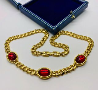 Vintage Jewellery Signed Napier Red Bead Necklace