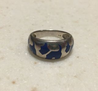 Vintage Sterling 925 Scotty Dog Blue Inlay Ring