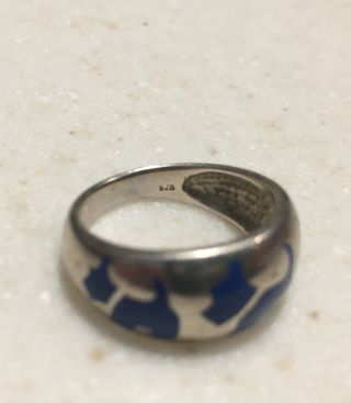 Vintage Sterling 925 Scotty Dog Blue Inlay Ring 2