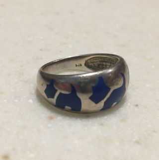 Vintage Sterling 925 Scotty Dog Blue Inlay Ring 4