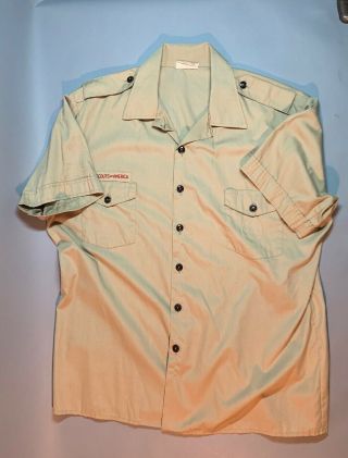Official Bsa Boy Scouts Of America Khaki Tan Shirt Adult Xl Vintage Usa Made
