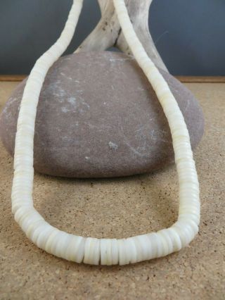 Vintage Navajo Large White Shell Heishi Beaded 22 " Surfer Necklace 122