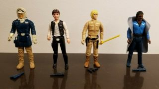 Vintage Star Wars Kenner Han Solo,  Luke Skywalker,  Lando Action Figures