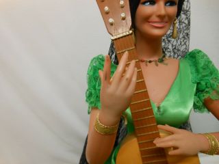 VTG Marin Chiclana Doll Spanish Dancer Green Dress Guitar Sitting 8
