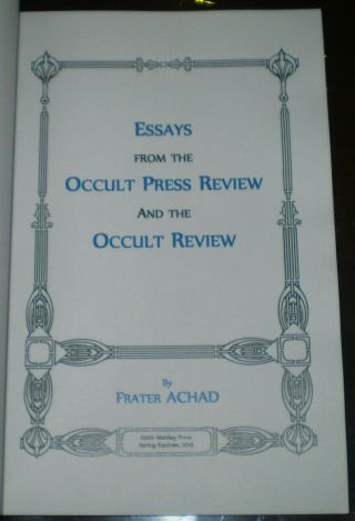 FRATER ACHAD,  ESSAYS,  LIMITED EDITION 1 of 75,  OCCULT,  ALEISTER CROWLEY RELATED 3