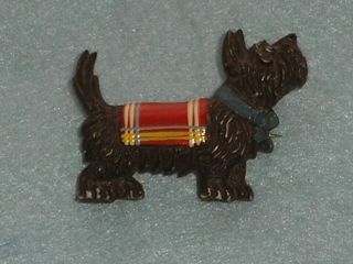 Vintage Art Deco Large Celluloid Plastic Scottie Dog Brooch Scottish Terrier