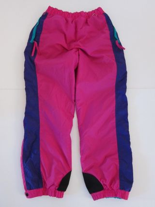 Vintage Columbia Pink Purple Green 100 Nylon Ski Snowboard Pants Size Medium