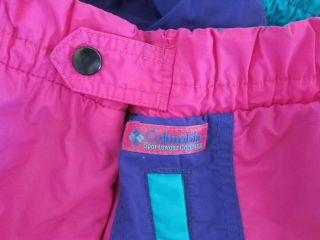 Vintage Columbia Pink Purple Green 100 Nylon Ski Snowboard Pants Size Medium 5