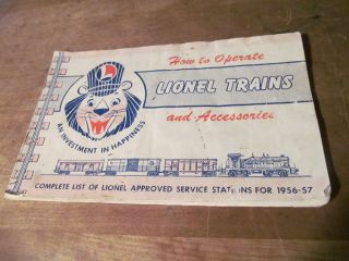Lionel Vintage 1956 How To Operate And Accessorie Book,