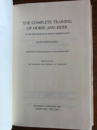 The Complete Training of Horse and Rider,  by Alois Podhajsky,  Hardcover 1967 5