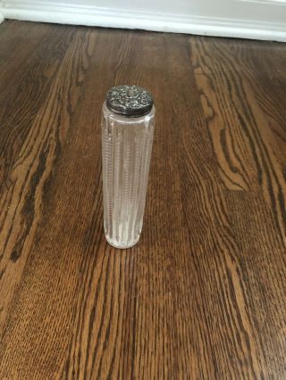 Vintage Toothbrush Holder Sterling Silver Lid With Cut Glass
