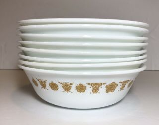 Set Of 8 Vintage Corelle Butterfly Gold Cereal / Soup Bowls -
