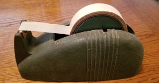 Vintage Green Scotch Art Deco Tape Dispenser Whale Tail Cast Iron Industrial
