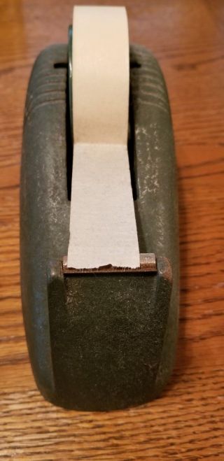 Vintage Green Scotch Art Deco Tape Dispenser Whale Tail Cast Iron Industrial 3