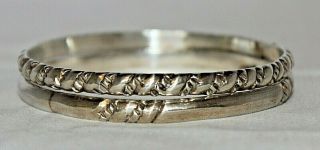 (2) Matching Vintage Taxco Mexico Sterling Silver Bangle Bracelets " Aav " 45.  6g