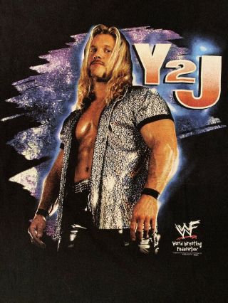 Vintage Wwf Chris Jericho Y2j Monday Night Raw Wwe Aew 1999 Black Shirt Size Xl