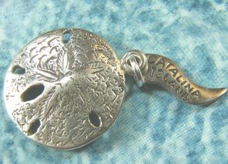 Large Vintage Sterling Silver Sand Dollar W Catalina Island Hang Tag Charm