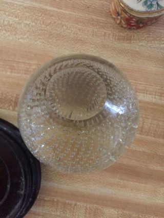 Vintage Clear Art Glass Paperweight Controlled Bubbles 4” Tall 12” Sircom 3