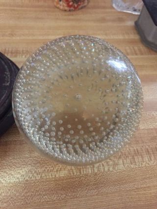 Vintage Clear Art Glass Paperweight Controlled Bubbles 4” Tall 12” Sircom 4