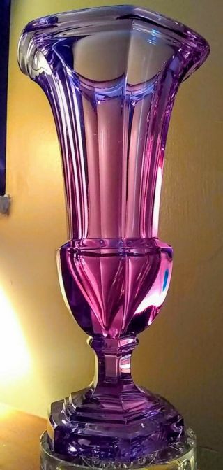 Vintage Moser Lead Crystal Alexandrite Neodymium 8 " Trumpet Vase