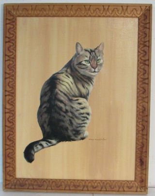 Vintage Oil Painting Of Cat By Zino Maddaloni