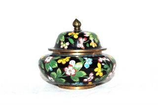 Vintage Chinese Cloisonne Ginger Jar Floral Design.