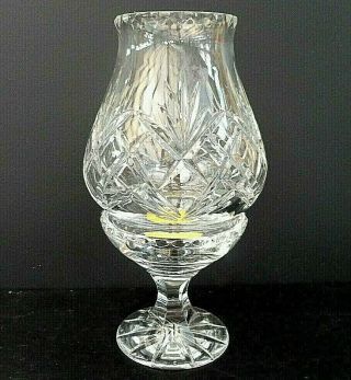 Vintage Cut Lead Crystal Small Hurricane Lamp - Candle / Tealight - Yugoslavia
