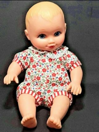 Vtg Lauer Toys Water Baby 1995 Blonde Hair Blue Eyes 9 " W/ Floral Outfit