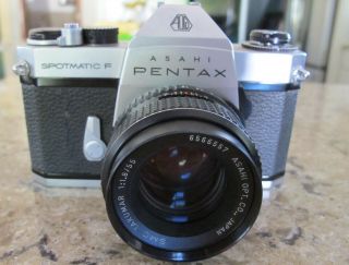 Vintage Honeywell Pentax Asahi Spotmatic F Camera Smc Takumar 55mm F/1.  8 Lens