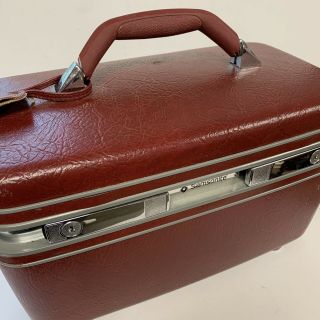 Vintage Samsonite Profile Ii Dark Red Beauty Case Travel Train Case Luggage