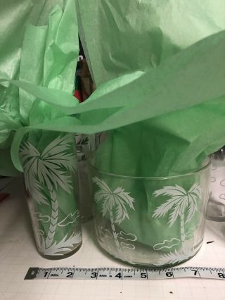 Palm Tree Tumblers Set Of 6 Vintage Drinking Glasses,  Glass Bowl/Cocktail Set 5