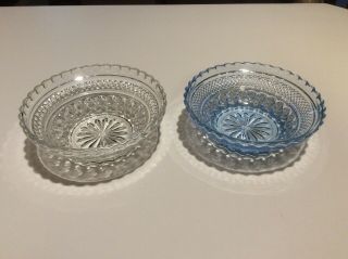 Vintage Anchor Hocking Wexford Candy/fruit Dish X 2 (1 - Blue,  1 - Clear)