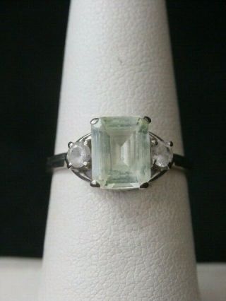 Unique Vintage Sterling Silver Green Stone Solitaire Ring.  Make Offer 1470