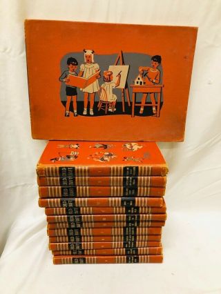 Vintage Childcraft Books 1949 Set Of 13 Vols.  1 - 13 Orange Hardcover Estate