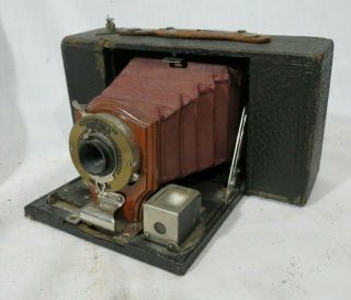 Kodak No.  2 Folding Brownie Model A,  1904 - 07,  Maroon Bellows,  Wooden Lens Board