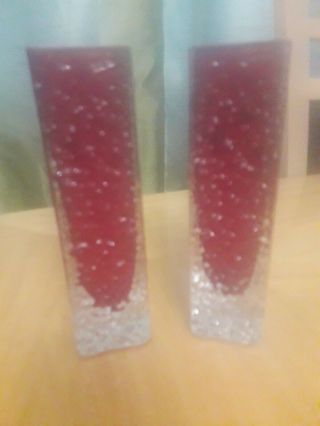 Two Lovely Vintage Whitefriars Ruby Red Glass Nailhead Vase Geoffrey Baxter
