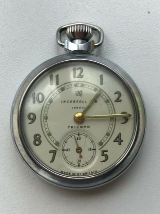 Vintage Ingersoll Triumph Pocket Watch - Made In Gt Britain