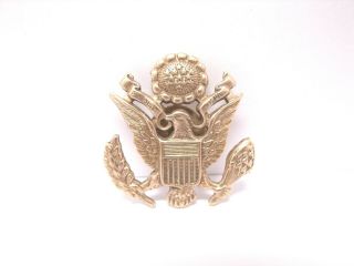 Vintage Ww2 Us Army Military Officer Brass Dress Cap Hat Badge Pin Insignia