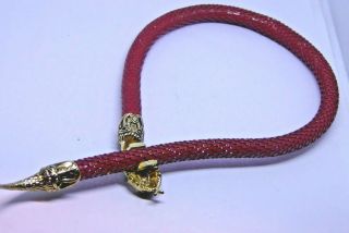 Vintage Red Painted Metal Snake Necklace / Choker 4