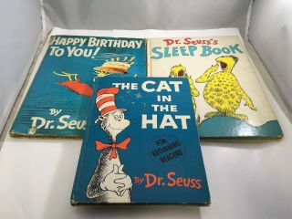 Cat In The Hat - Sleep Book - Happy Birthday To You Vintage Dr Seuss 3 Book Set