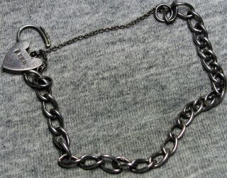 British Sterling Silver Bracelet Lock 9.  3 Grams Vintage L@@K - - - - 2