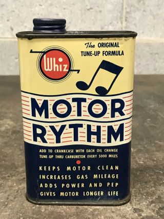 Vintage Whiz Motor Rythm Pint 16oz Can Motor Oil Gas Empty