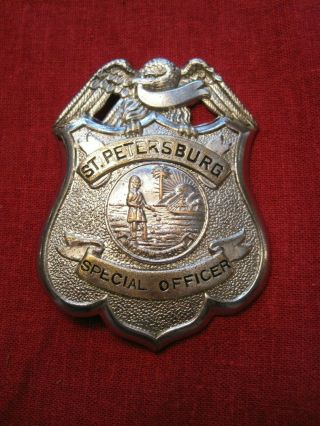 Vintage Obsolete Special Officer Police Badge St Petersburg Florida Full Size