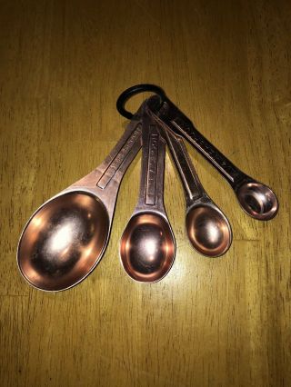 Vintage Aluminum Copper Color Measuring Spoons Nesting Set Grandma 