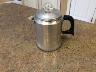 Vintage Comet Popular Aluminum Stove Top Coffee Pot Percolator 4 Cups Glass Bulb