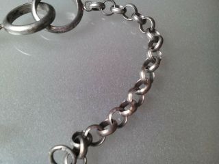 Old Vintage Hallmarked Solid Sterling Silver Belcher Chain Double Rings Bracelet 3