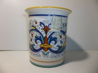 Vintage Deruta Italian Art Pottery Utensil Crock