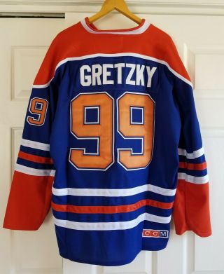 Wayne Gretzky Edmonton Oilers Ccm Vintage Throwback Away Nhl Hockey Jersey Sz 52