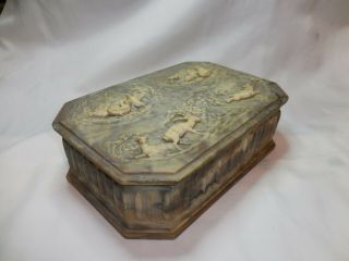 Vintage Incolay Stone Hinged Lid Box With Detailed Wild Life Scene